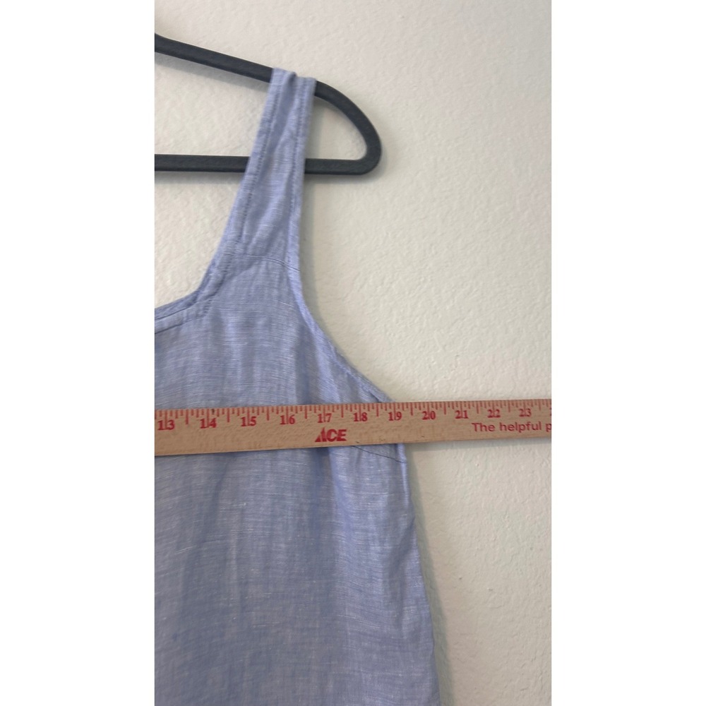 Tahari Womens Blue 100% Hemp Square Neck Tank Top Size Medium Sleeveless Blouse - Picture 4 of 6